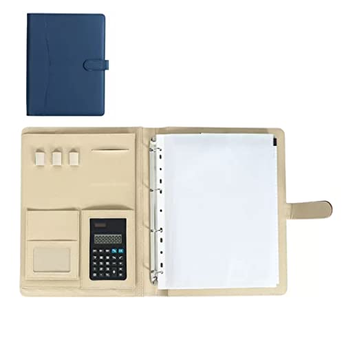 A4 Zwischenablage Mappe Konferenzmappe, 4-Ring-Profi-Ordner, Organizer, Aktentasche, personalisierter Dokumentenordner for Tablets, Lebensläufe, Dokumente(Blue,8digit calculator) von PXAMORTEL