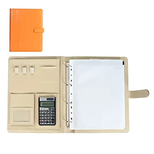 A4 Zwischenablage Mappe Konferenzmappe, 4-Ring-Profi-Ordner, Organizer, Aktentasche, personalisierter Dokumentenordner for Tablets, Lebensläufe, Dokumente(Orange,12digit calculator) von PXAMORTEL