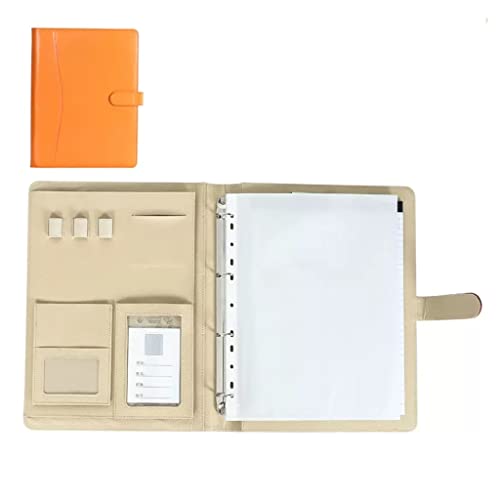 A4 Zwischenablage Mappe Konferenzmappe, 4-Ring-Profi-Ordner, Organizer, Aktentasche, personalisierter Dokumentenordner for Tablets, Lebensläufe, Dokumente(Orange,No calculator) von PXAMORTEL