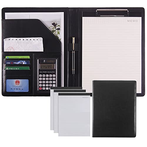 A4 Zwischenablage Mappe Konferenzmappe, Ordner Schreiben Kunstleder Klemmbrett Konferenz/Rechtsdokument Organizer Mit Brief/A4 Größe Klemmbrett(Black,12Bit+3*note pad) von PXAMORTEL