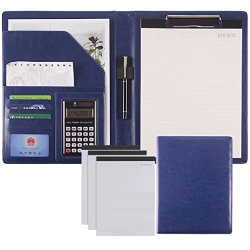 A4 Zwischenablage Mappe Konferenzmappe, Ordner Schreiben Kunstleder Klemmbrett Konferenz/Rechtsdokument Organizer Mit Brief/A4 Größe Klemmbrett(Blue,12Bit+3*note pad) von PXAMORTEL