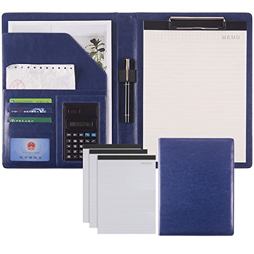 A4 Zwischenablage Mappe Konferenzmappe, Ordner Schreiben Kunstleder Klemmbrett Konferenz/Rechtsdokument Organizer Mit Brief/A4 Größe Klemmbrett(Blue,8Bit+3*note pad) von PXAMORTEL