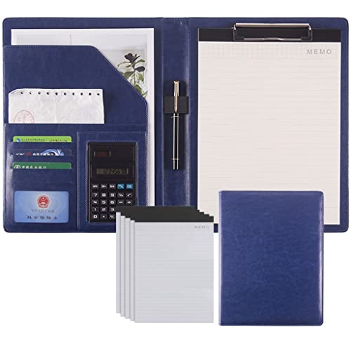 A4 Zwischenablage Mappe Konferenzmappe, Ordner Schreiben Kunstleder Klemmbrett Konferenz/Rechtsdokument Organizer Mit Brief/A4 Größe Klemmbrett(Blue,8Bit+5*note pad) von PXAMORTEL