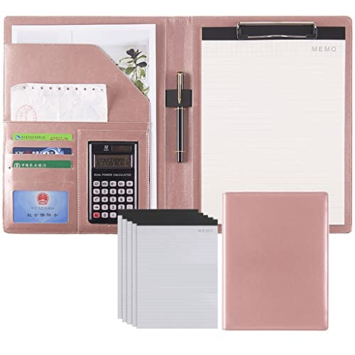 A4 Zwischenablage Mappe Konferenzmappe, Ordner Schreiben Kunstleder Klemmbrett Konferenz/Rechtsdokument Organizer Mit Brief/A4 Größe Klemmbrett(Pink,12Bit+3*note pad) von PXAMORTEL