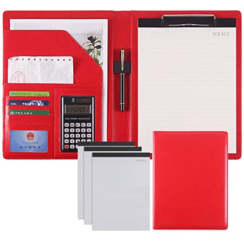 A4 Zwischenablage Mappe Konferenzmappe, Ordner Schreiben Kunstleder Klemmbrett Konferenz/Rechtsdokument Organizer Mit Brief/A4 Größe Klemmbrett(Red,12Bit+3*note pad) von PXAMORTEL