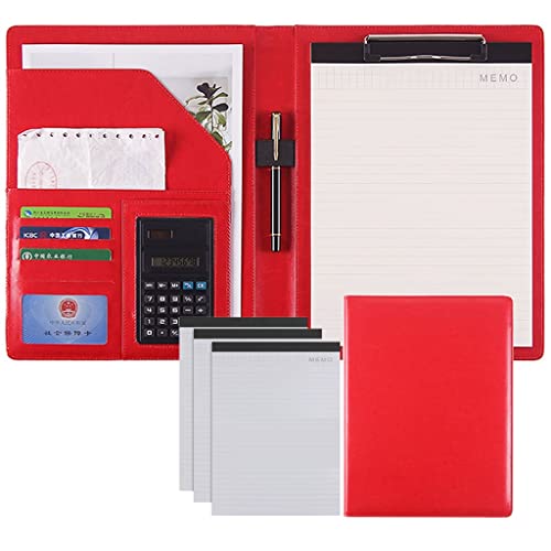 A4 Zwischenablage Mappe Konferenzmappe, Ordner Schreiben Kunstleder Klemmbrett Konferenz/Rechtsdokument Organizer Mit Brief/A4 Größe Klemmbrett(Red,8Bit+3*note pad) von PXAMORTEL