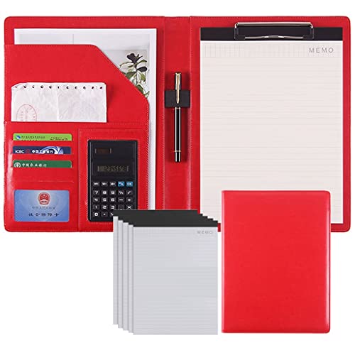 A4 Zwischenablage Mappe Konferenzmappe, Ordner Schreiben Kunstleder Klemmbrett Konferenz/Rechtsdokument Organizer Mit Brief/A4 Größe Klemmbrett(Red,8Bit+5*note pad) von PXAMORTEL