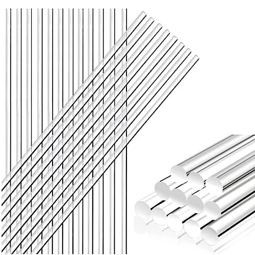 Acryl-Rundstab, 5 Stück transparente Acrylstäbe, verschiedene Größen, runde Stäbchen, Länge 200 mm/8 Zoll, durchsichtige Dübelstäbe, Punktierstifte, Ton-Nudelhölzer(Dia10mm) von PXAMORTEL