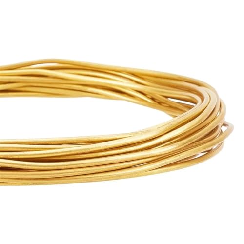 Aluminium-Basteldraht, Aluminium Wire 5m/roll Brass Craft Wire 2mm Round Bendable Tiger Tail Wire for Jewelry Making Necklace Bracelet Earrings DIY Outdoor Decor von PXAMORTEL