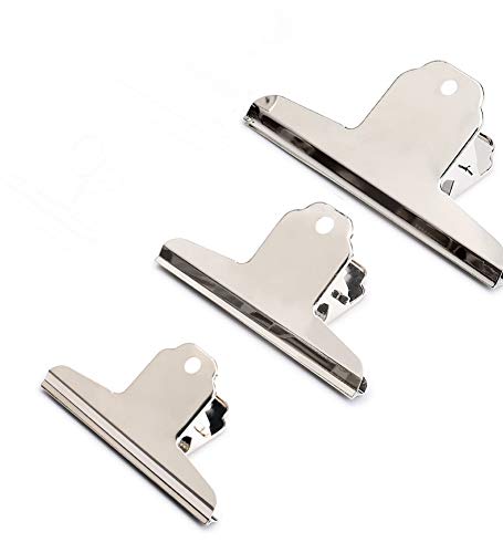 Bulldog-Klammern aus Metall,Bull Binder Clips Bull Clips, Silber Metall Clips, Bull Dog Clip ~ Silber Edelstahl Binder Scharnier Büroklammern, 100mm, 3er Pack von PXAMORTEL