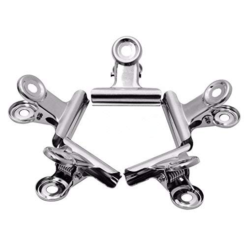 Bulldog-Klammern aus Metall,Bull Binder Clips Edelstahl-Briefklammern aus silbernem Metall, Aktenklammern, langlebige Binder-Griff-Bulldog-Clips, Wäscheklammern, 10 Stück Büroklammern von PXAMORTEL