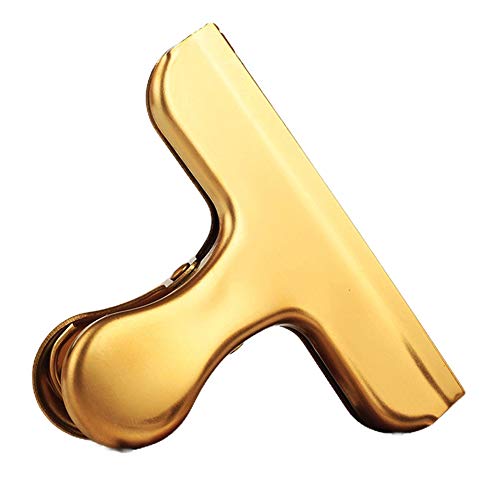 Bulldog-Klammern aus Metall,Bull Binder Clips Goldene Bulldog-Büroklammern aus Edelstahl, große Binderclips, Klemmhalter for Zeichenbretter, Malerei, Zuhause, Küche und Büro (76 mm)(2pack) von PXAMORTEL