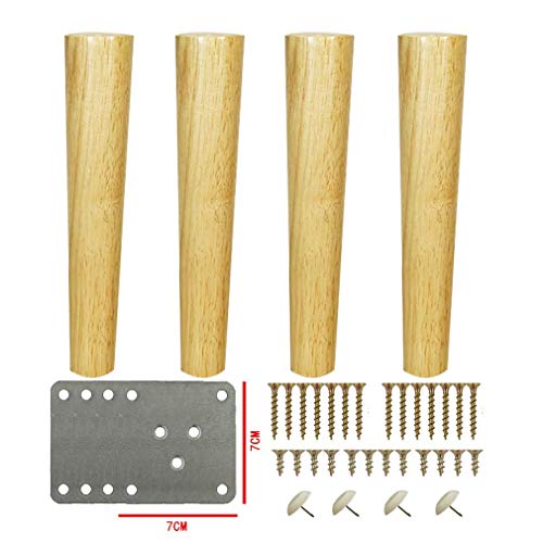 Möbelfüße aus Holz 4X Massivholz-Möbelbeine, kegelförmige Tischbeine, Sofafüße, Schrankfüße, Ersatzbeine, for DIY-Schreibtisch, Ständer, Bank, Belastung 400 kg, verschiedene Größen, optal(30cm/11.8in) von PXAMORTEL