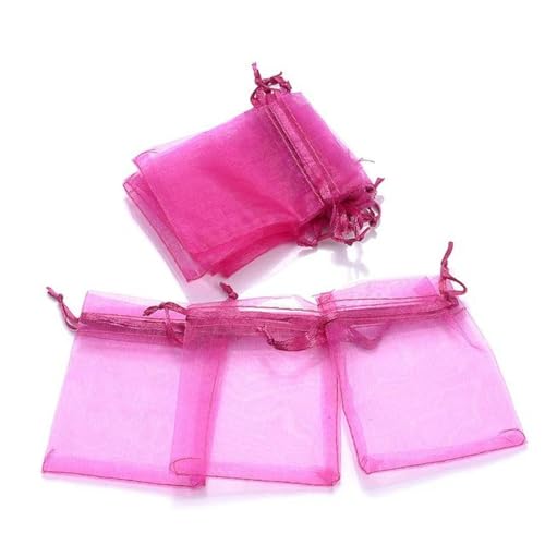 Organza-Säcke Organza-Geschenk-Säcke 100 Stück Schmuck-Verpackungsbeutel 5 x 7 7 x 9 9 x 12 10 x 15 cm Organzabeutel Geschenkaufbewahrung Make-up Hochzeit Beutel mit Kordelzug(Hot Pink,10x15cm) von PXAMORTEL