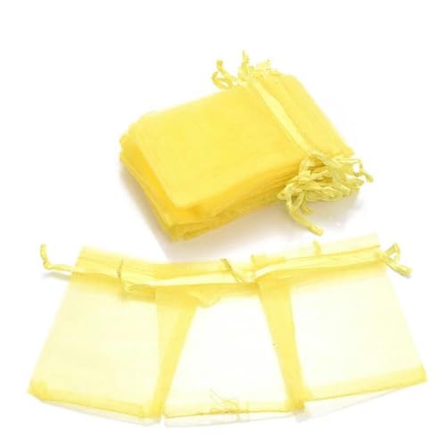 Organza-Säcke Organza-Geschenk-Säcke 100 Stück Schmuck-Verpackungsbeutel 5 x 7 7 x 9 9 x 12 10 x 15 cm Organzabeutel Geschenkaufbewahrung Make-up Hochzeit Beutel mit Kordelzug(Lemon Yellow,10x15cm) von PXAMORTEL