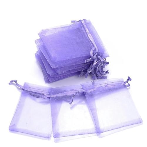 Organza-Säcke Organza-Geschenk-Säcke 100 Stück Schmuck-Verpackungsbeutel 5 x 7 7 x 9 9 x 12 10 x 15 cm Organzabeutel Geschenkaufbewahrung Make-up Hochzeit Beutel mit Kordelzug(Light Purple,7x9cm) von PXAMORTEL