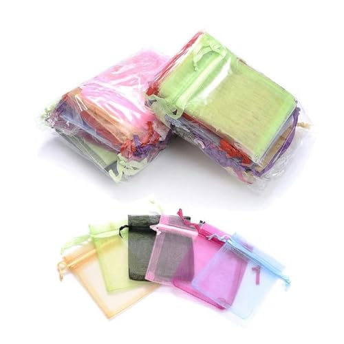 Organza-Säcke Organza-Geschenk-Säcke 100 Stück Schmuck-Verpackungsbeutel 5 x 7 7 x 9 9 x 12 10 x 15 cm Organzabeutel Geschenkaufbewahrung Make-up Hochzeit Beutel mit Kordelzug(Random Mix,10x15cm) von PXAMORTEL