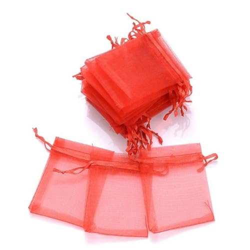 Organza-Säcke Organza-Geschenk-Säcke 100 Stück Schmuck-Verpackungsbeutel 5 x 7 7 x 9 9 x 12 10 x 15 cm Organzabeutel Geschenkaufbewahrung Make-up Hochzeit Beutel mit Kordelzug(Red,10x15cm) von PXAMORTEL