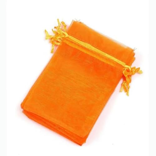 Organza-Säcke Organza-Geschenk-Säcke 100 Stück ausziehbare Organzabeutel, 7 x 9 cm, kleine Hochzeitsbeutel, Schmuckverpackung, Organzabeutel(Orange) von PXAMORTEL