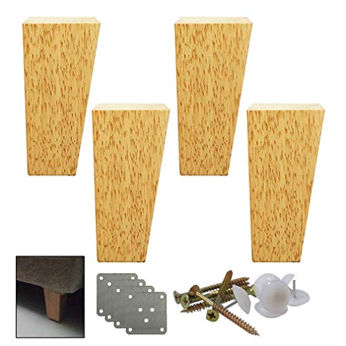 PXAMORTEL Möbelfüße aus Holz 4 Stück Massivholz-Sofafüße, Holzbeine, Möbelbeine, TV-Schreibtisch-Tischbeine, Küchenschrankfüße, Bett-Ersatzbeine(12cm/4.7in) von PXAMORTEL