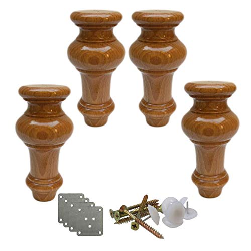 PXAMORTEL Möbelfüße aus Holz Massivholz-Möbelbeine, kürbisförmige Küchenmöbelfüße, Ersatz-Couchtischbeine, for Kommode, Schrank, Couch, Stuhl, Loveseat, Ottomane, 4 Stück(Wood Color,12cm/4.7in) von PXAMORTEL