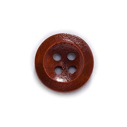 PXAMORTEL Nähen Knöpfe handgefertigte Knöpfe 4-Loch-Knöpfe, runde Knöpfe, Holzknöpfe, Begie, 10 mm, 50 Stück(Red Coffee,12.5mm 50Pcs) von PXAMORTEL