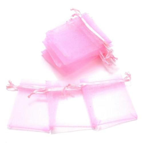 PXAMORTEL Organza-Säcke Organza-Geschenk-Säcke 100 Stück Schmuck-Verpackungsbeutel 5 x 7 7 x 9 9 x 12 10 x 15 cm Organzabeutel Geschenkaufbewahrung Make-up Hochzeit Beutel mit Kordelzug(Pink,10x15cm) von PXAMORTEL