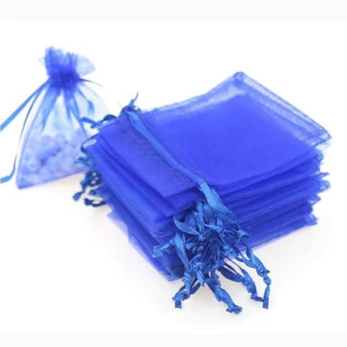 PXAMORTEL Organza-Säcke Organza-Geschenk-Säcke 100 Stück ausziehbare Organzabeutel, 7 x 9 cm, kleine Hochzeitsbeutel, Schmuckverpackung, Organzabeutel(Dark Blue) von PXAMORTEL