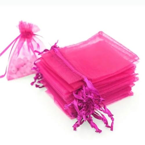 PXAMORTEL Organza-Säcke Organza-Geschenk-Säcke 100 Stück ausziehbare Organzabeutel, 7 x 9 cm, kleine Hochzeitsbeutel, Schmuckverpackung, Organzabeutel(Rose) von PXAMORTEL