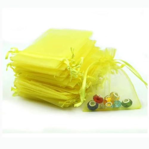 PXAMORTEL Organza-Säcke Organza-Geschenk-Säcke 100 Stück ausziehbare Organzabeutel, 7 x 9 cm, kleine Hochzeitsbeutel, Schmuckverpackung, Organzabeutel(Yellow) von PXAMORTEL