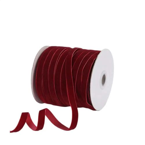 PXAMORTEL Samtband, Beflockungsband, weihnachtliches Samtband, Dekorationsband, Verpackungsband for Verpacken, Schleife, Weihnachtsband, Partydekoration(Wine Red) von PXAMORTEL