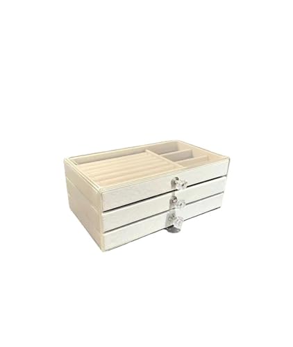 PXAMORTEL Schmuckkästchen Organizer Aufbewahrungsbox, Dreischichtige transparente Schublade for Ohrringe, Armbänder, Schmuck, Aufbewahrungsbox for Ohrringe, Ringe, Schmuckschatulle(White) von PXAMORTEL