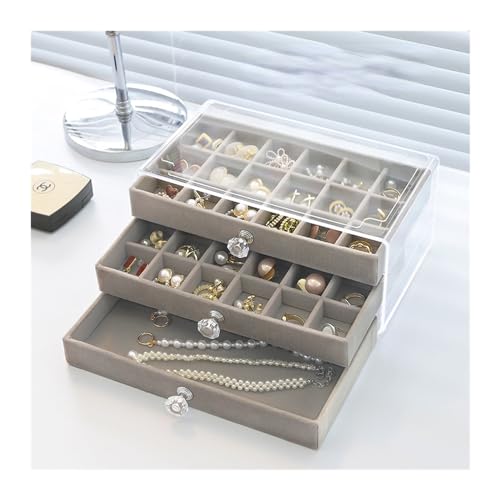 PXAMORTEL Schmuckkästchen Organizer Aufbewahrungsbox, Mehrschichtige Aufbewahrungsbox for Ohrringe, Ringe, Halsketten, Armbänder, Schmuckschatulle im Schubladenstil(Gery 36) von PXAMORTEL