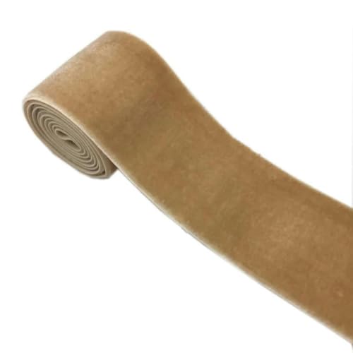 Samtband, 2 Yards 20 mm 30 mm 38 mm 50 mm schwarzes elastisches Stretch-Samtband, einseitiges Velours-Gurtband for Stirnbänder, Bekleidung, Nähzubehör(50mm nude 2yard) von PXAMORTEL