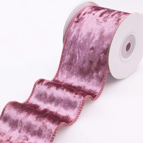 Samtband, 4,5 Meter/Rollen breites Samtband, 6,35 cm, einseitiges Spulenband for Verpacken und Herstellen von Weihnachtsdekorationen(Purple) von PXAMORTEL