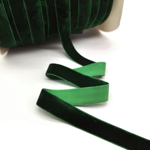 Samtband, 5 Yards 6-25mm Samtband Hochzeit Party Dekoration handgemachte Band Geschenkverpackung Haar Bowknot(Dark Green,10mm wide) von PXAMORTEL