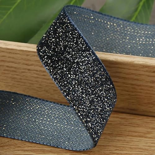 Samtband, 5 Yards Glitzer-Goldfaden-Samtband for Heimwerkerarbeiten, Kopfbedeckungspaket, Zubehör, Kleidung, Hut, Nähbesätze, Materialien(Blue,40mm) von PXAMORTEL