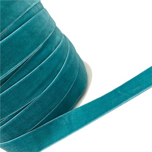 Samtband, Farbiges einseitiges Samtband, 3/5 Yards 6 mm – 38 mm Polyester-Seidensamtband, Efeugrün, Kokosnussbraun, Graue Samtschleifen(DarkCyan,20mm x 5yards) von PXAMORTEL