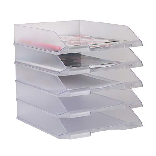 Stapelbare Büro-Briefablagen, 5-schicht Tabletts Desktop Dokument Brief Tablett Organizer Büro Desktop Kunststoff Datei Rahmen Informationen Lagerung Rack(Clear) von PXAMORTEL