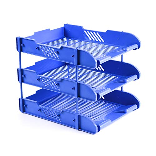 Stapelbare Büro-Briefablagen, Bücherregal for den Schreibtisch, Bücherregal for die Arbeitsplatte, Schreibtisch-Organizer for Bücher, Home-Office-Dateien, Papier, Zubehör, Kochbuch-Dateirahmen(Blue) von PXAMORTEL