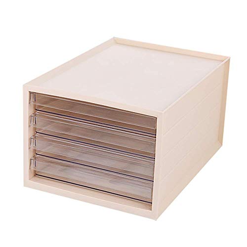 Stapelbare Büro-Briefablagen, Möbel Schreibwaren Lagerung Box Halter Rack Telefon Stehen mit Schublade Büro Liefert Schreibtisch Organizer Desktop Datei(Beige) von PXAMORTEL