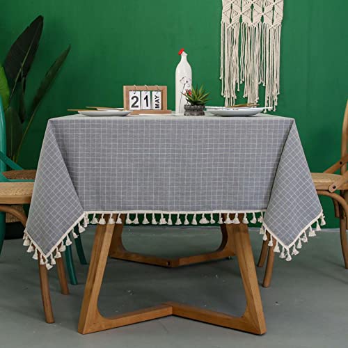 Tischtuchbezug Rechteckige Tischdecke, Leinen-Bauernhaus-Tischdecke, knitterfreie, waschbare Tischdecke, strapazierfähige Mikrofaser-Tischdecke(I,90x90cm) von PXAMORTEL