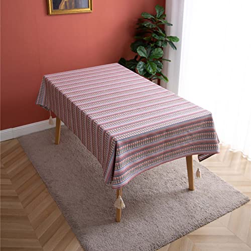 Tischtuchbezug Tischdecke Herbst Rechteck, Stoff Faltenfrei Waschbar Tischdecke, Outdoor Tischdecken mit Quaste, Bauernhaus Leinen Tischdecke(B,100x140cm) von PXAMORTEL