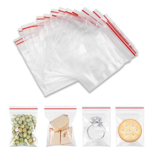 PXBSNB 500 Stück Zip Beutel Klein, Transparente Zipper Beutel, Druckverschlussbeutel Klein Plastikbeutel Verschließbar, Wiederverschließbare Ziplock Beutel für Schmuck Lebensmittel 4 × 6cm von PXBSNB