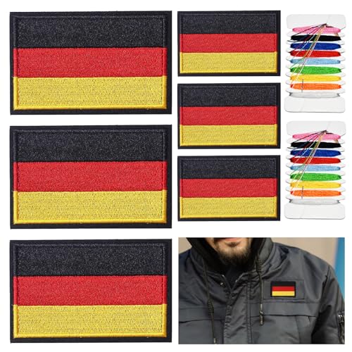 PXBSNB 6 Stück deutschland flagge patch, 5x3cm 8x5cm Deutschland patches klett, Patch Gestickt mit Deutsch Applikationen für Kleidung Taschen Weste Hundegeschirr Rucksack Uniform Militär Taktisch von PXBSNB