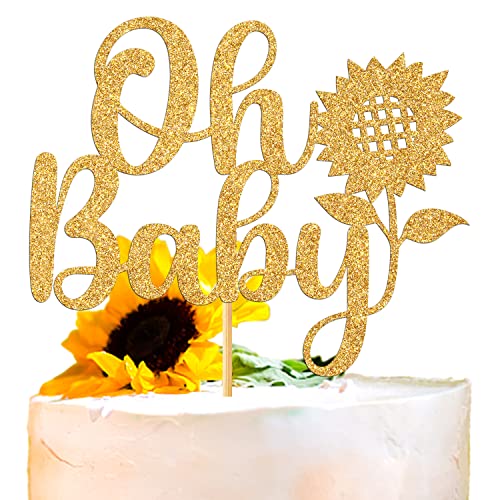 Gold Glitter Oh Baby Tortenaufsatz, She is Wild Flower/Welcome Baby/Sweet Baby, Sonnenblumen-Mottoparty-Dekorationen von PYBHILK