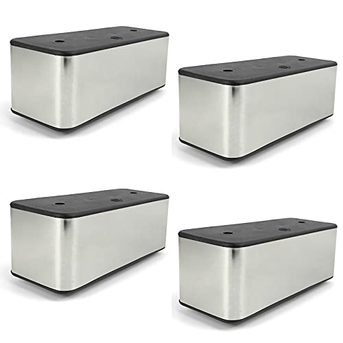 Tischbeine Möbelfüße Möbelbeine 4er-Pack Couchtischfüße aus Metall im minimalistischen Design, Ersatz for TV-Schrank, Couch, Schrank, Ottomane, Kunststoff + mit Befestigungsschrauben(Silver,Rectangle) von PZOFERLIN