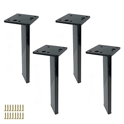 Tischbeine Möbelfüße Möbelbeine 4er-Pack Metall-Edelstahl-Tischbeine, robuste Sofa-Schrankbeine, DIY-Ersatzfüße, mit Schrauben(Black,12cm/4.8in) von PZOFERLIN