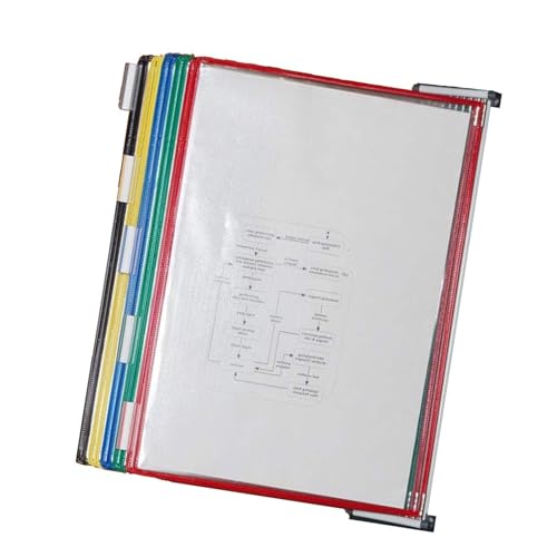 Wandhalterung Referenzsystem Schreibtisch Referenz 10 Taschen, wandmontiertes Menüdisplay, Metall und PVC for die Aufbewahrung von A4-Dokumenten im Büro, Restaurant von PZOFERLIN