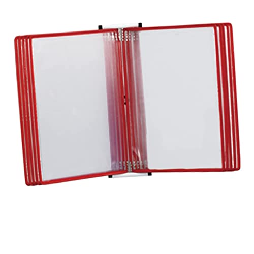 Wandhalterung Referenzsystem Schreibtisch Referenz 10 doppelseitige Taschen, Wandmontage-Referenzsystem, A4-Letter-Format, 20 Blatt-Universaltaschen, PVC- und Metall-Ordner-Organizer(Red) von PZOFERLIN